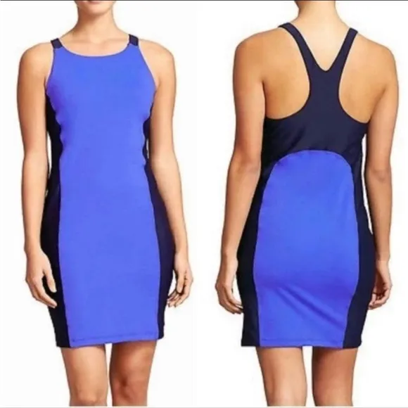 Athleta racerback caspian blue colorblock swim dress size medium - Image 2