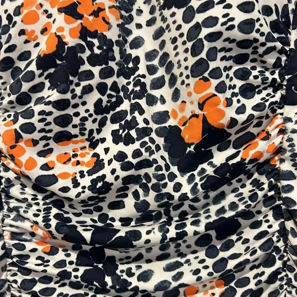 Garnet Hill black and orange print Tankini swim Top only size 12 - Image 5