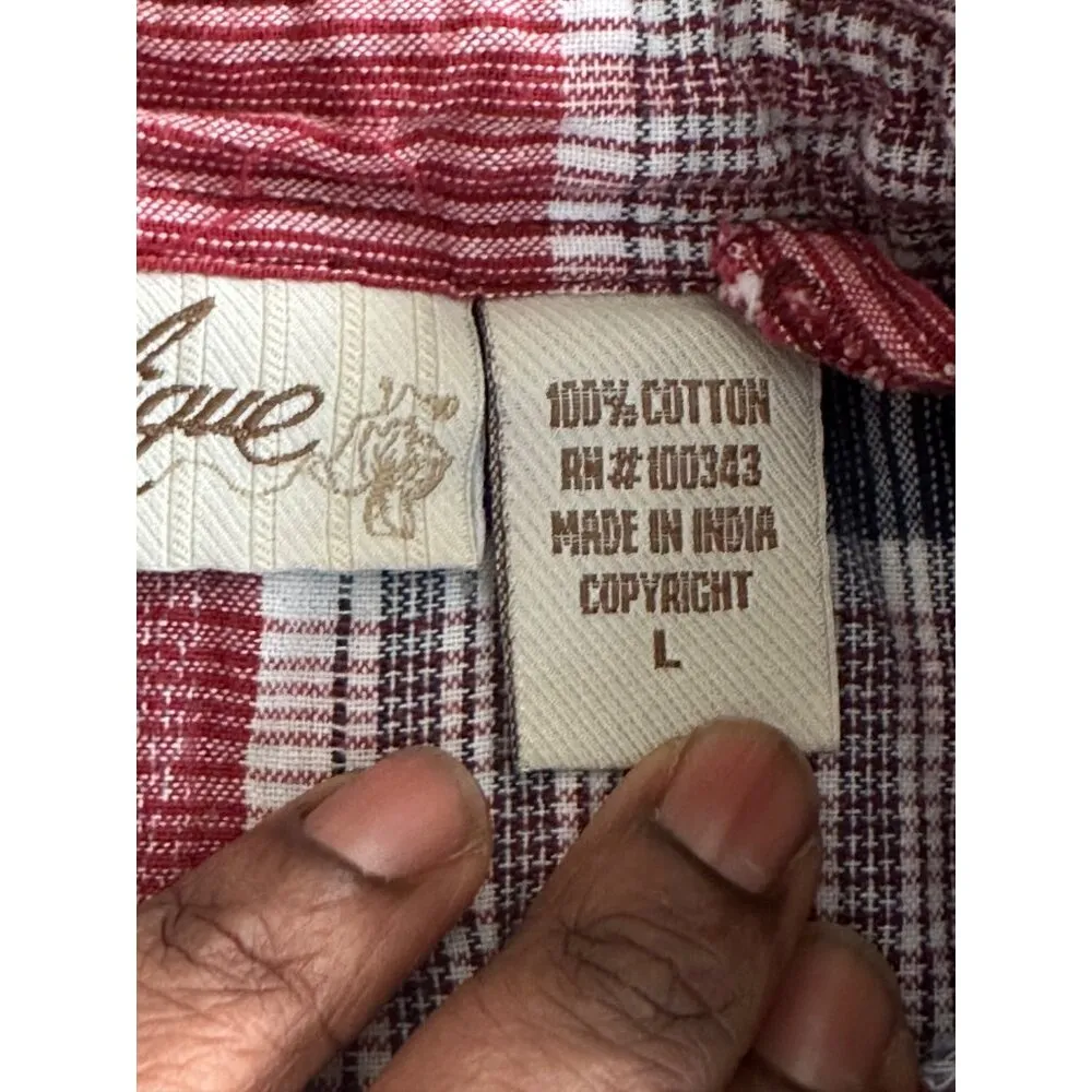 Vintage Angelique Red/Blue Plaid Short Sleeve Button - Image 3