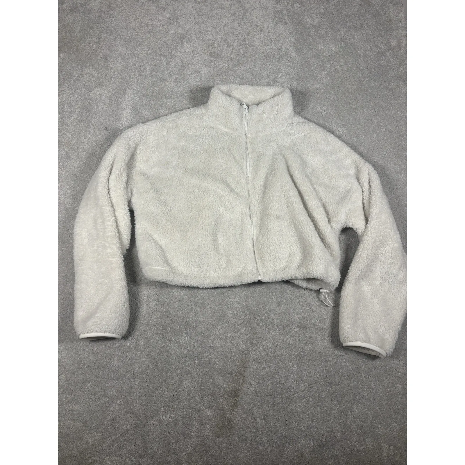 OFFLINE by Aerie Women's‎ Xl White Fleece Zip-Up Teddy Jacket Cropped * - Image 3