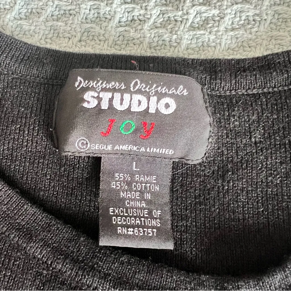 Vintage Designers Originals Christmas Sweater Womens Large Black Snowman Shirt - Image 4