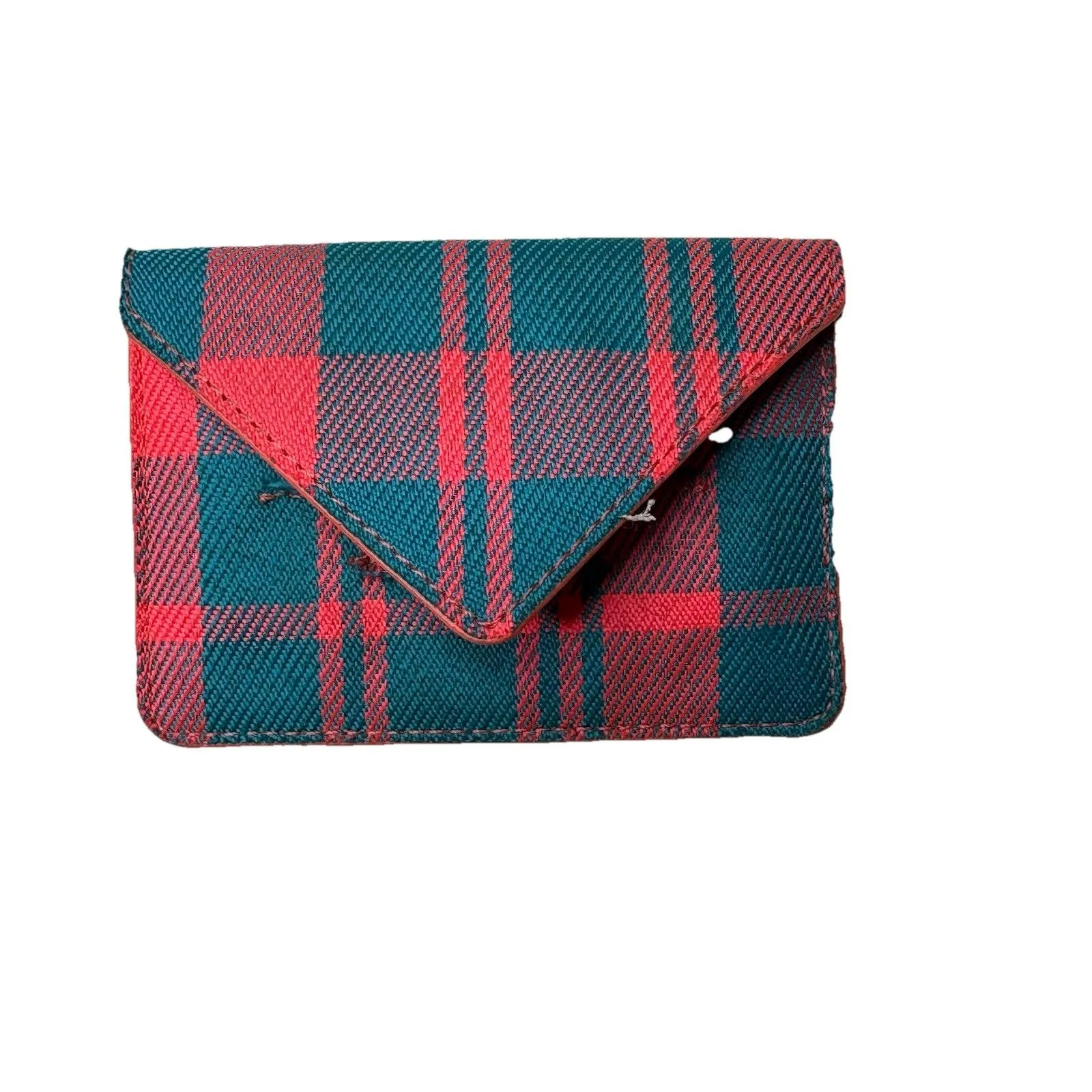 Urban Outfitters Spurling Lakes Green Pink Plaid Wallet Trifold Wool Cardholder - Image 3