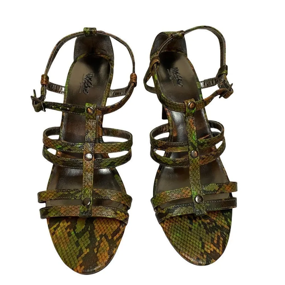 MOSSIMO Snakeskin Strappy Heels Sling Back Sandals 7.5 - Image 3