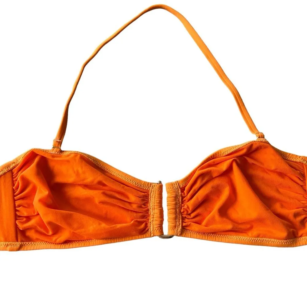 Iris & Ink Women’s M Dalia Ruched Bandeau Bikini Orange Removable Strap New Size M - Image 3
