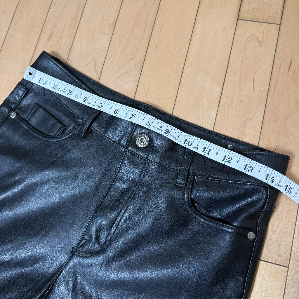 ZARA Faux Leather Black Straight Leg Trousers Pants Size 4 - Image 9