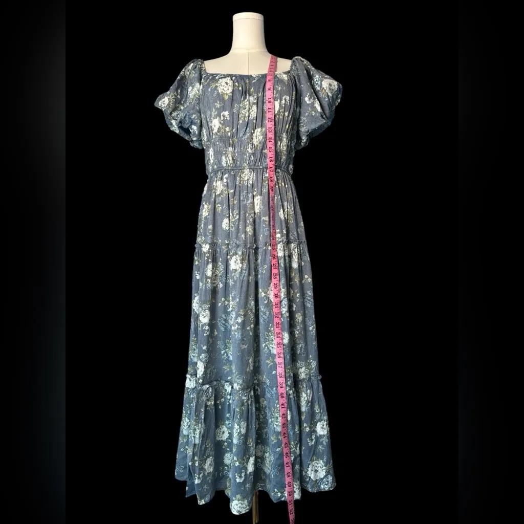 Francesca's Collections Blue Floral Maxi Dress‎ White Size XL - Image 2