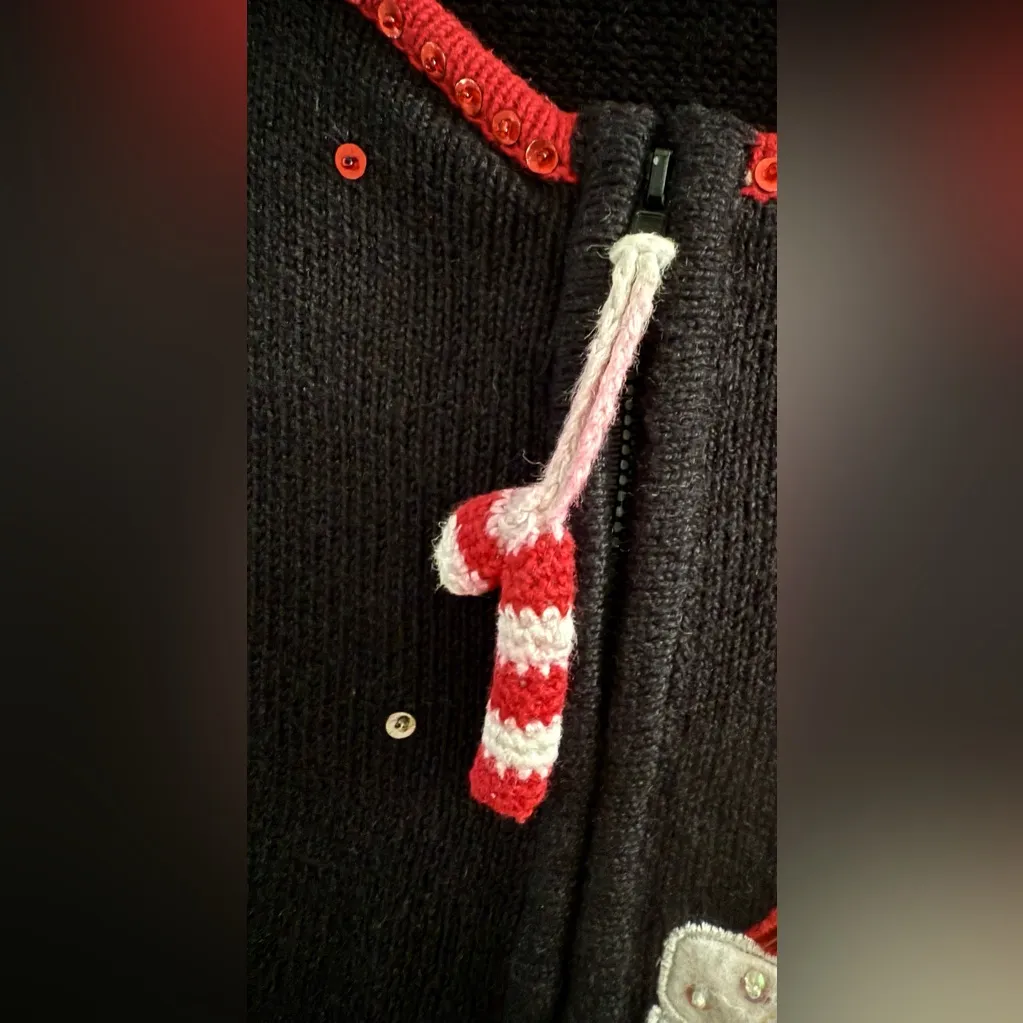 Tiara International Vintage 90s Christmas Holiday Knit Zip Cardigan Sweater XL - Image 12