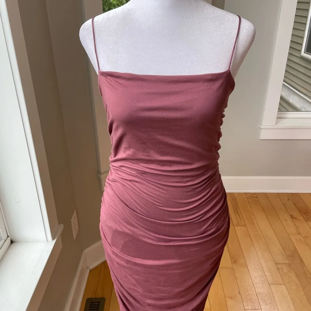 Windsor Rose Pink Drapey Rusched Bodycon Midi Dress Size Large NWT - Image 8