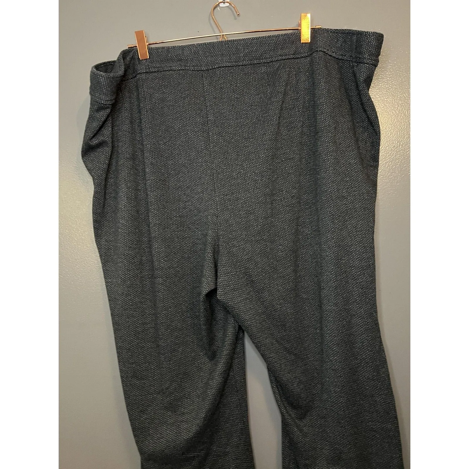 Lane Bryant Pants Womens 26/28 Gray Herringbone Pull On Wide Leg Career - Image 4