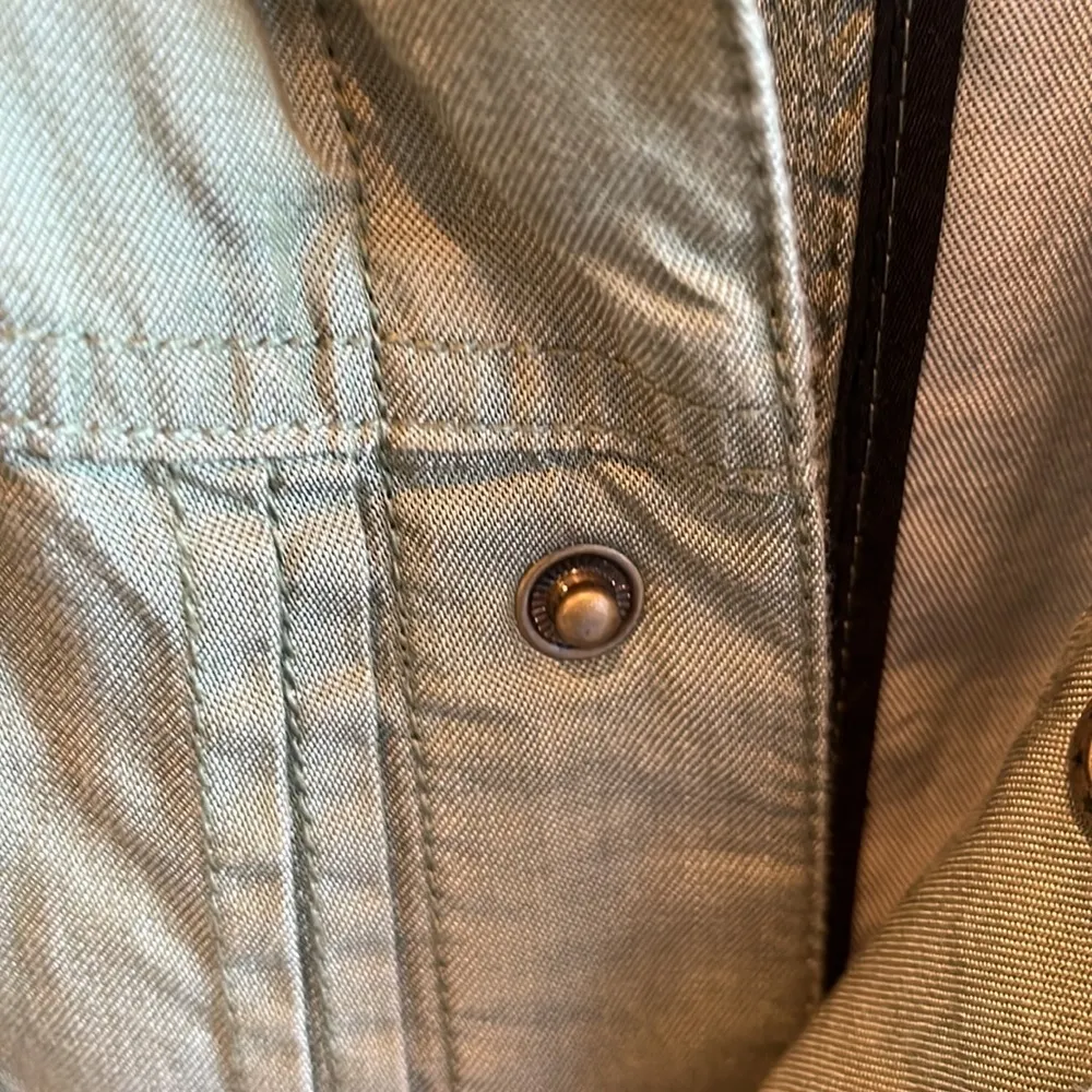 Tahari  Denim Look Jacket Snaps Olive Green New Medium Lightweight - Image 14