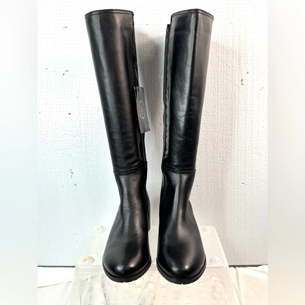 Naturalizer Brent 10 Tall Sleek Fashion Chunky Heel Waterproof Leather Zip Boots - Image 2