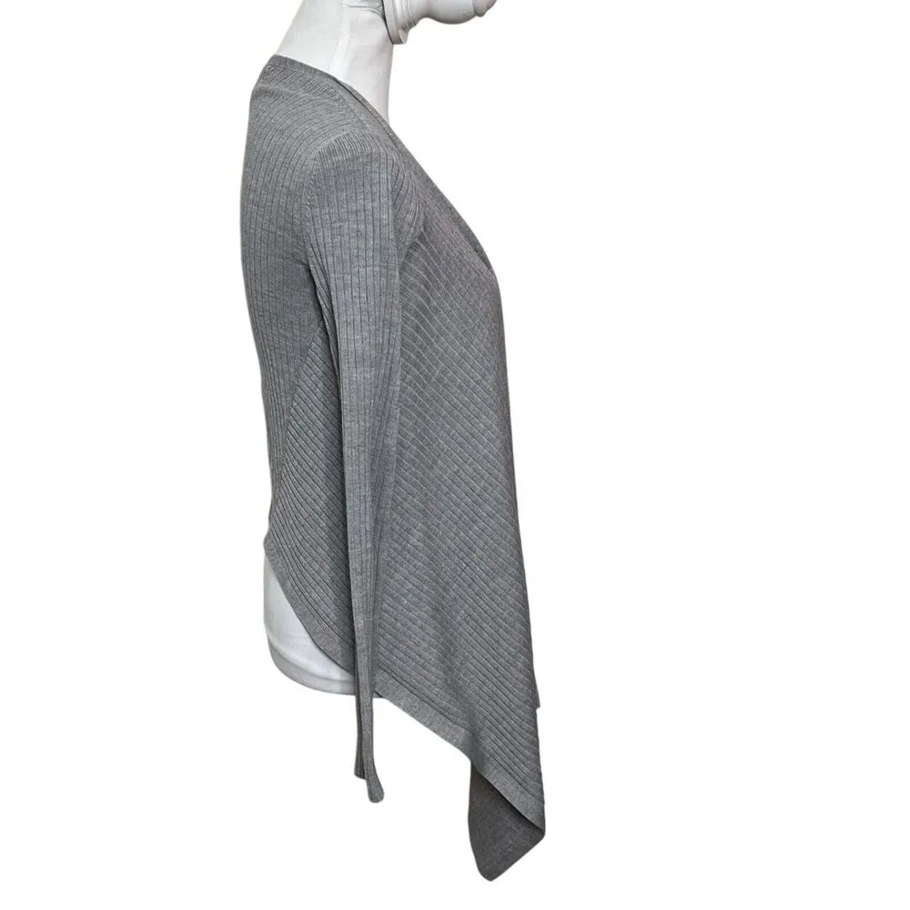 Athleta Solstice Wrap Merino Wool Ribbed Draped Gray Cardigan Sweater Size XXS - Image 5