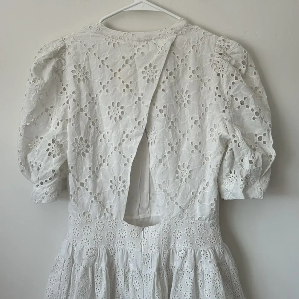 Maje White Lace Embroidered Floral Eyelet Mini Dress Size: 2 - Image 10