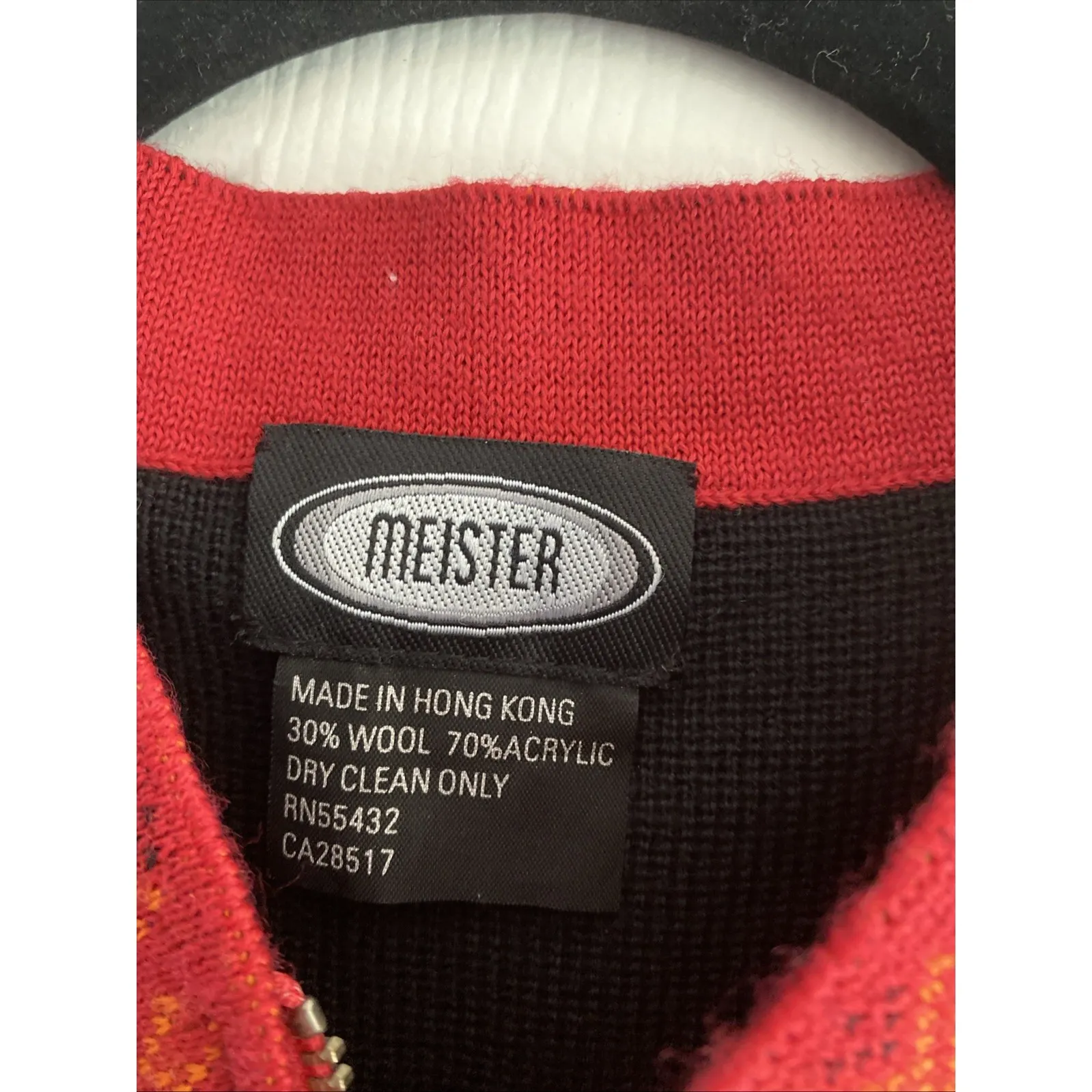 Meister Womens Medium Black Woold Blend Knit Sweater 1/4 Zip Ski Nordic Winter - Image 2