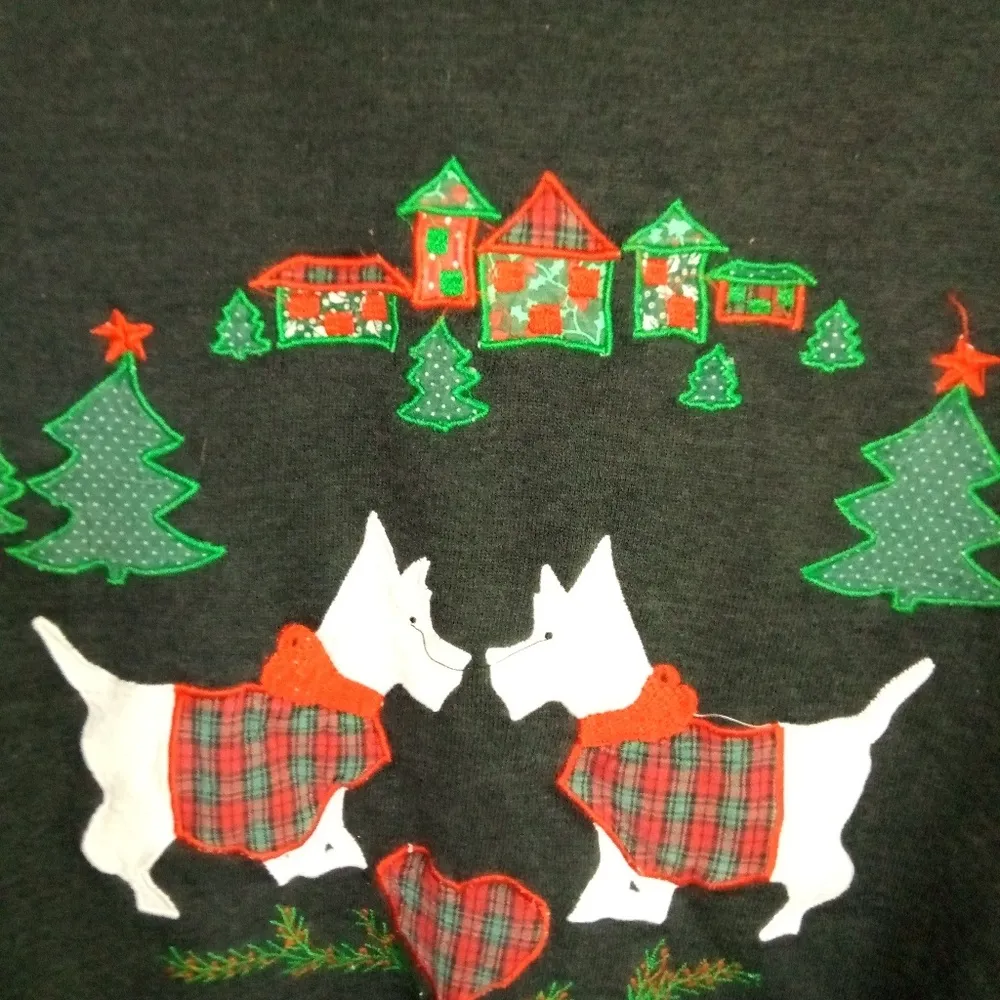 Nutcracker L Christmas Dogs Black Scottie Pullover Xmas Top Red Size L - Image 4