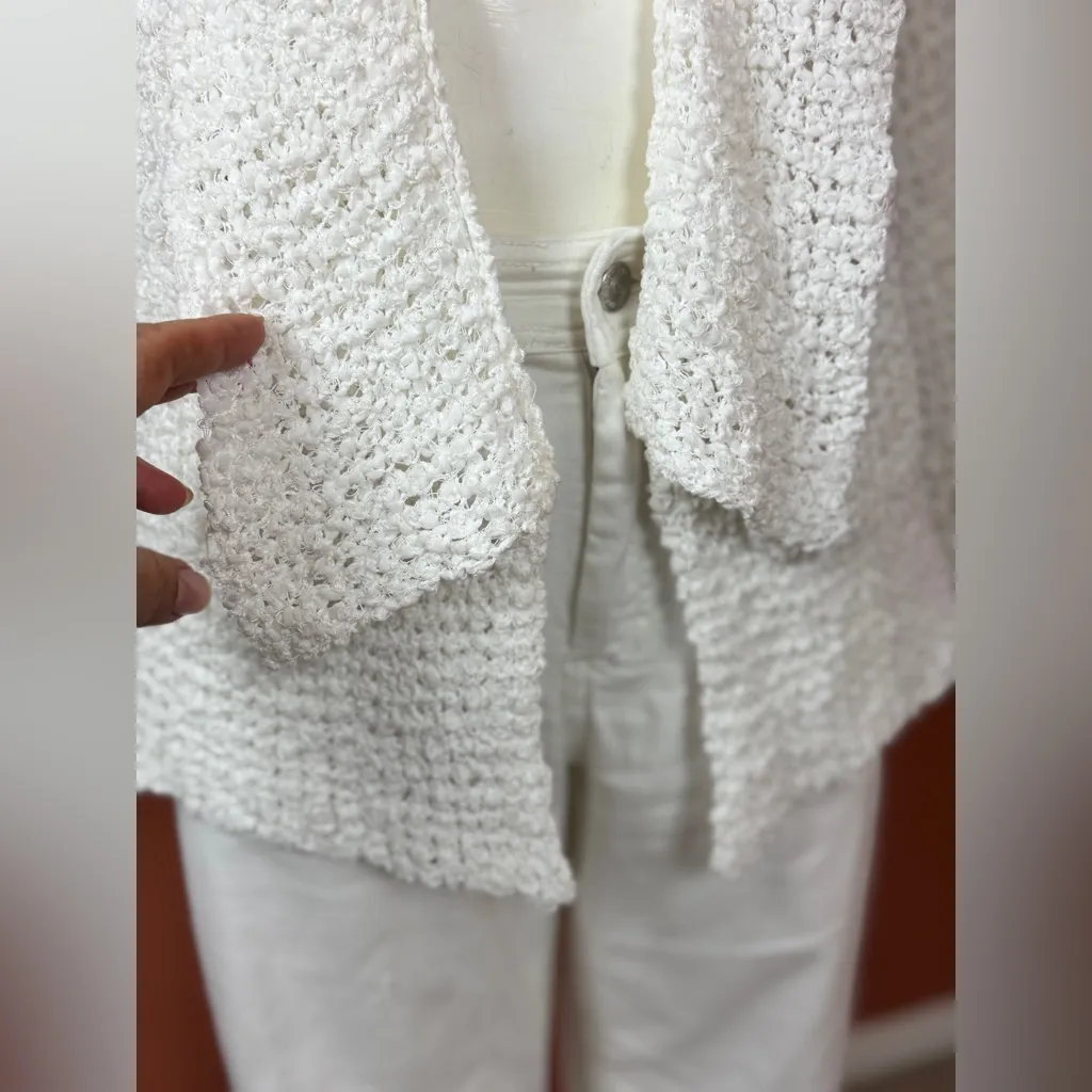 POL - Ivory/Oatmeal Loose Weave Cozy Cardigan Size Medium - Image 10