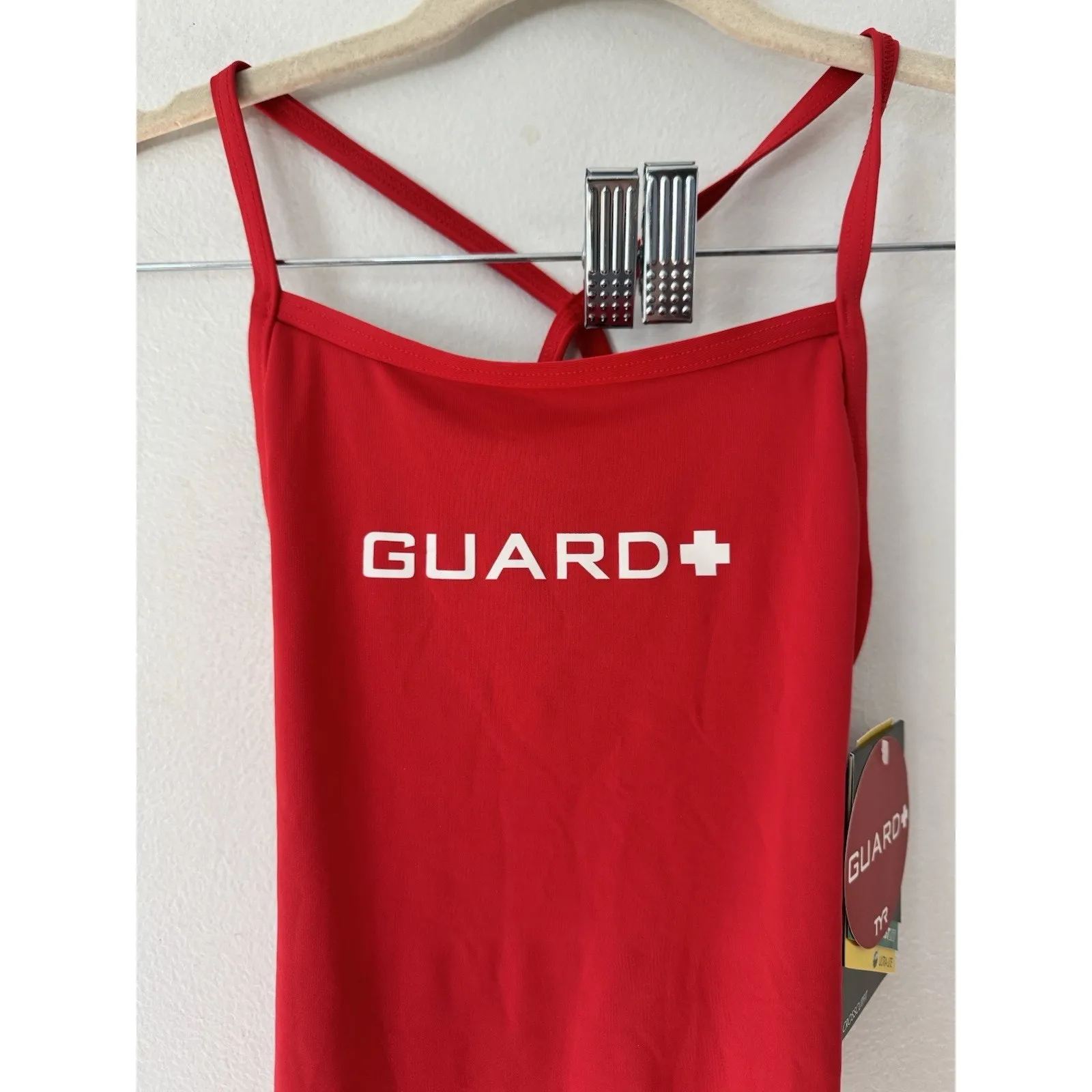 NWT TYR Guard Red One Piece Durafast Crosscut Swimsuit Size 32 US Womens 6 - Image 3