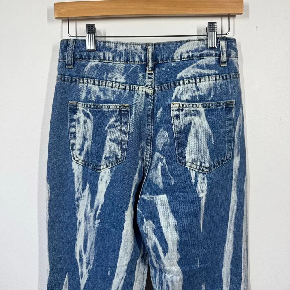 Kolly Jeans Women S Blue White Dye Bootcut Slit Festival NWT Concert Grunge Boho - Image 6