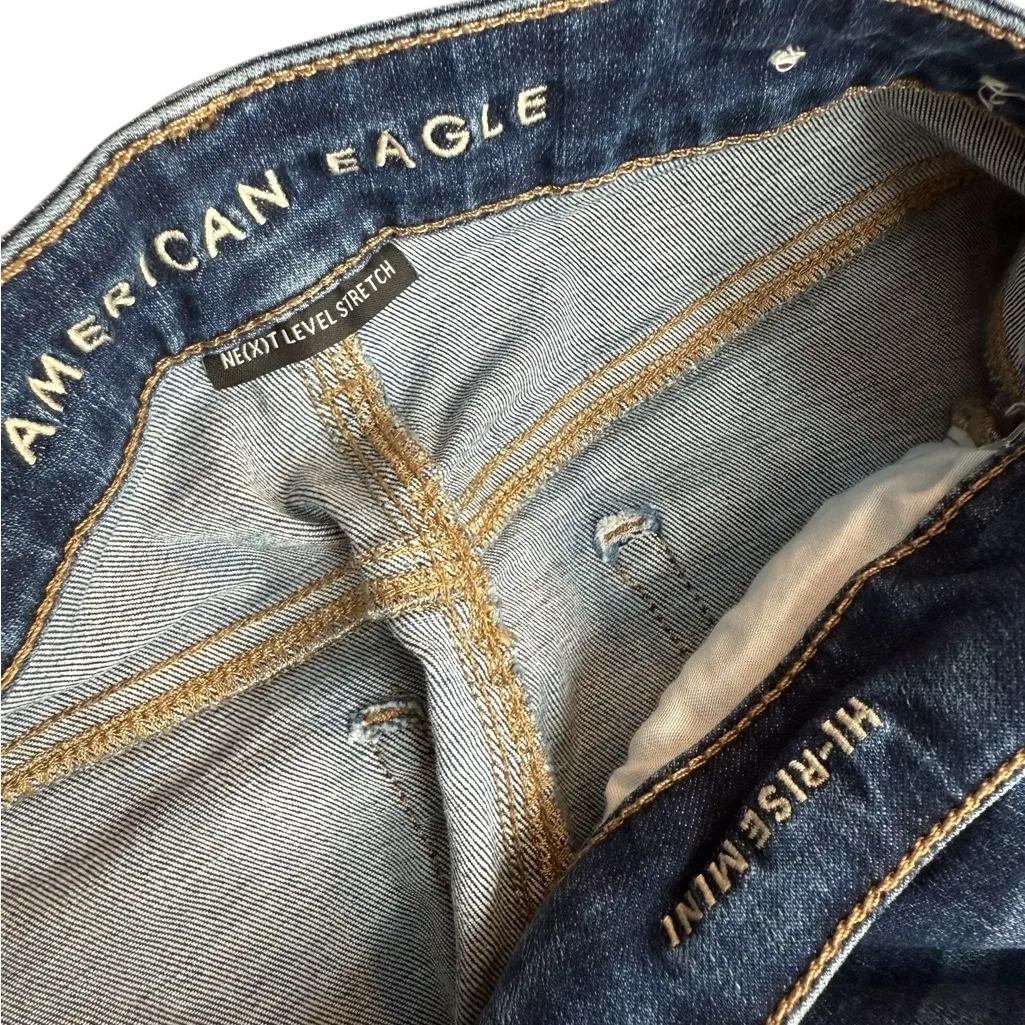 American Eagle 12 High Rise‎ Mini Jean Skirt Next Level Stretch Denim Western - Image 9