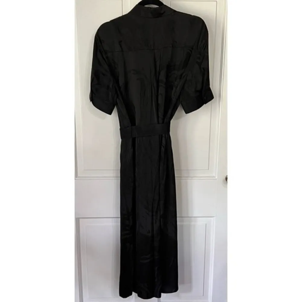 Lafayette 148 New York Doha Black Midi Belted Shirt Dress Size Large NWT - Image 4