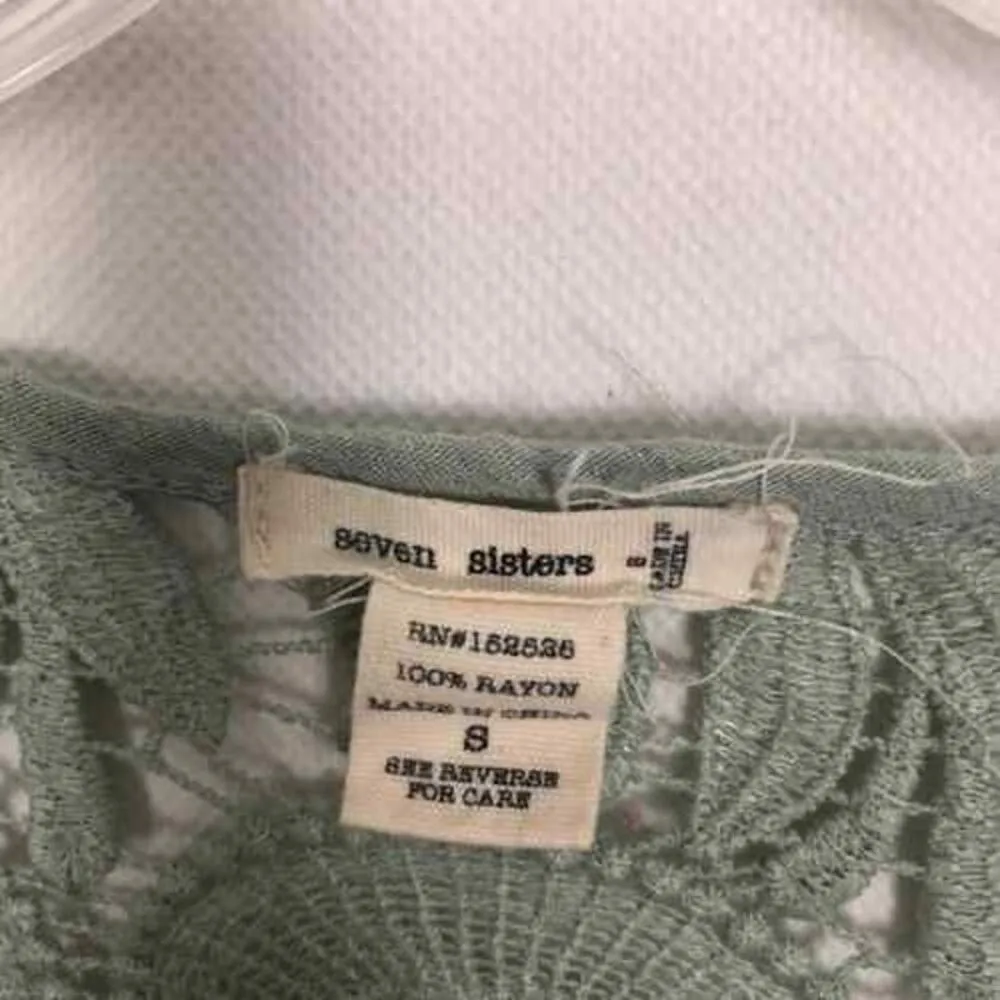 Seven Sisters Top Womens Small Crochet Boho Gauzy Cropped Relaxed Boxy Fairy - Image 2