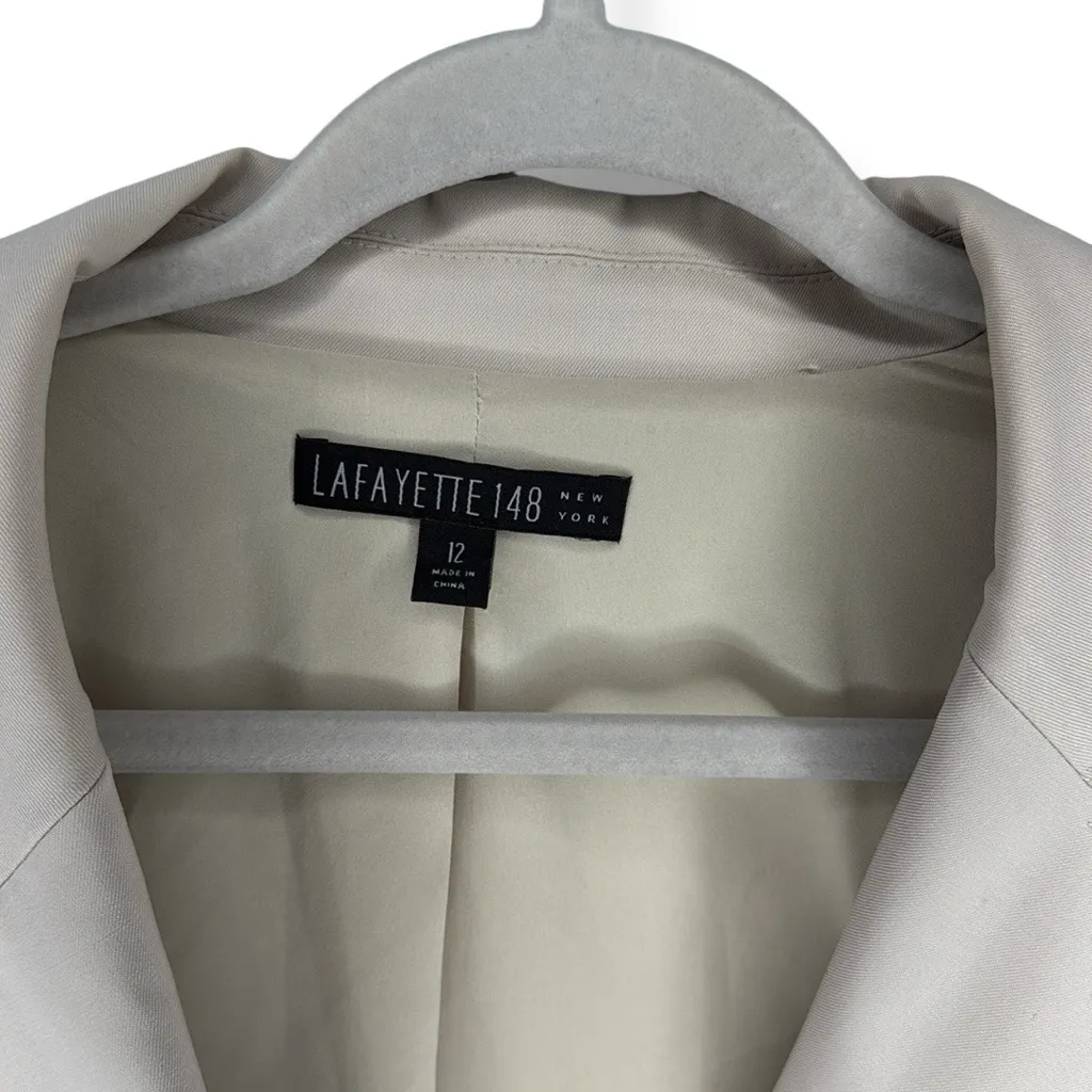 Lafayette‎ 148 Cream Wool Blend Double Breasted Blazer Jacket Size 12 - Image 2