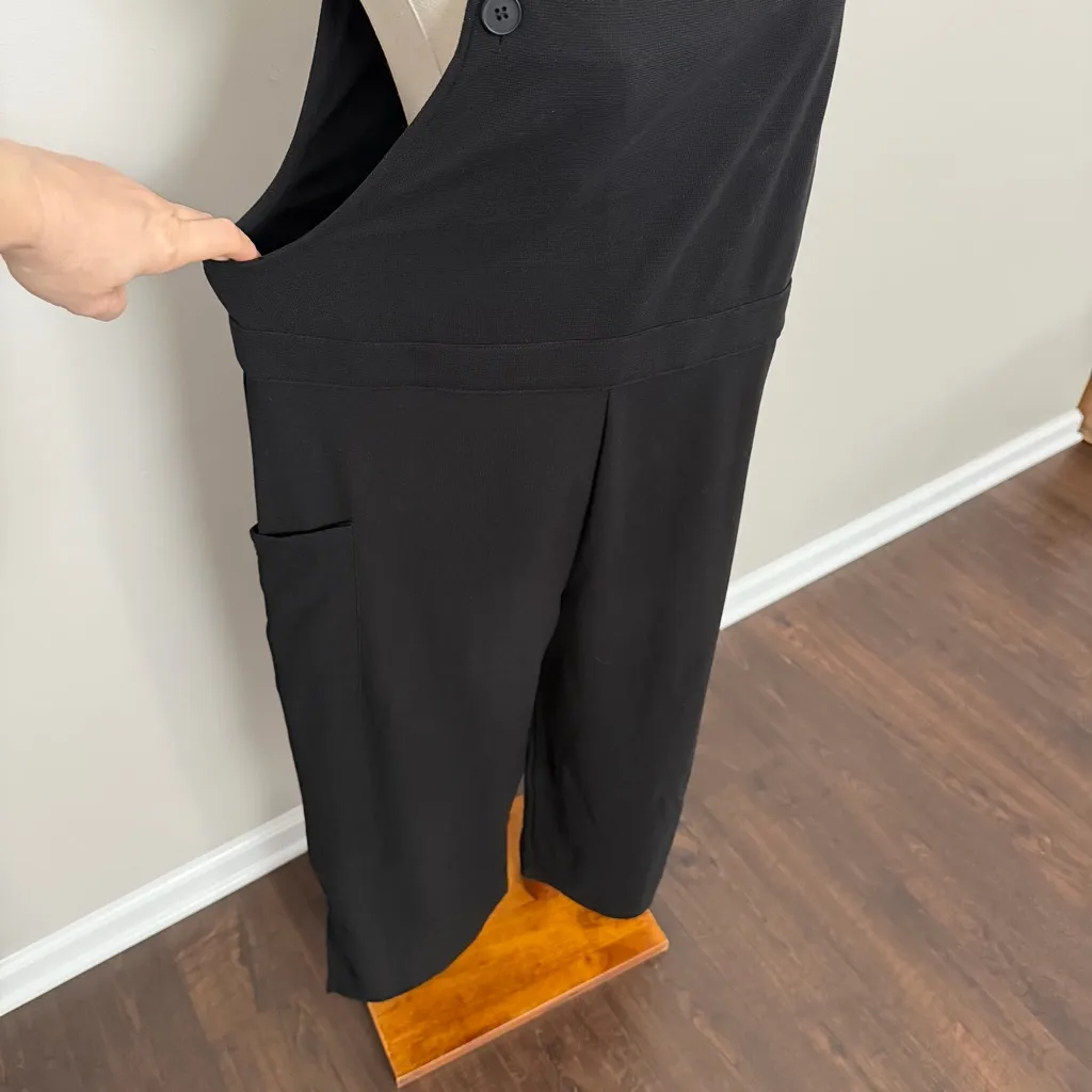 Halara Jumpsuit Overalls Wide Leg Cargo Pockets Stretch Travel Lounge Black - Image 4