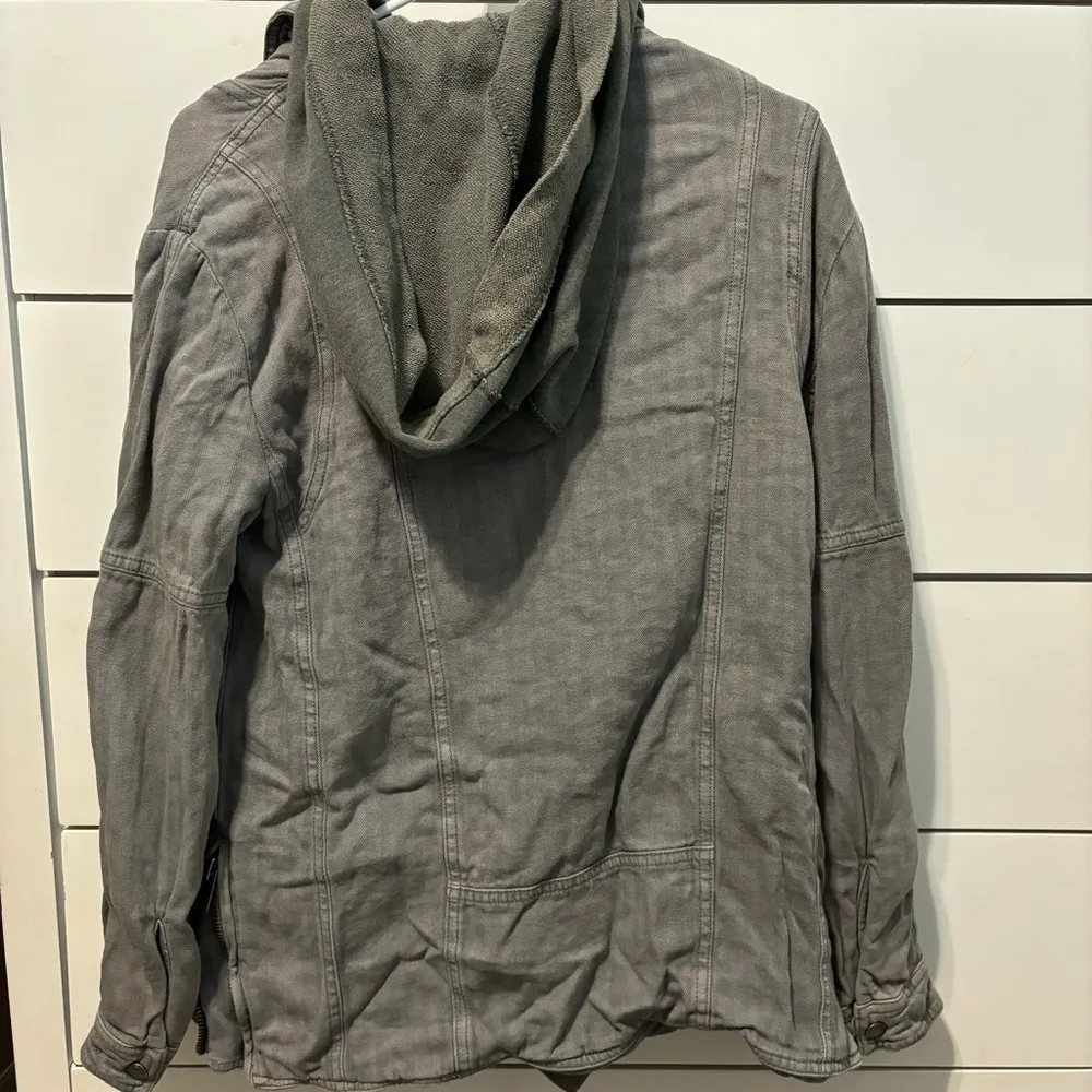 Free People Grey Hooded Motto Jacket - Image 4