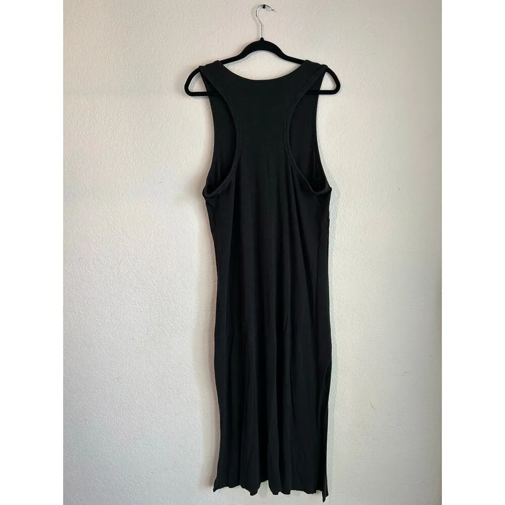 Aerie Maxi Black Racerback Tank Side Slit Summer Dress Size XL Vacation Beach - Image 3