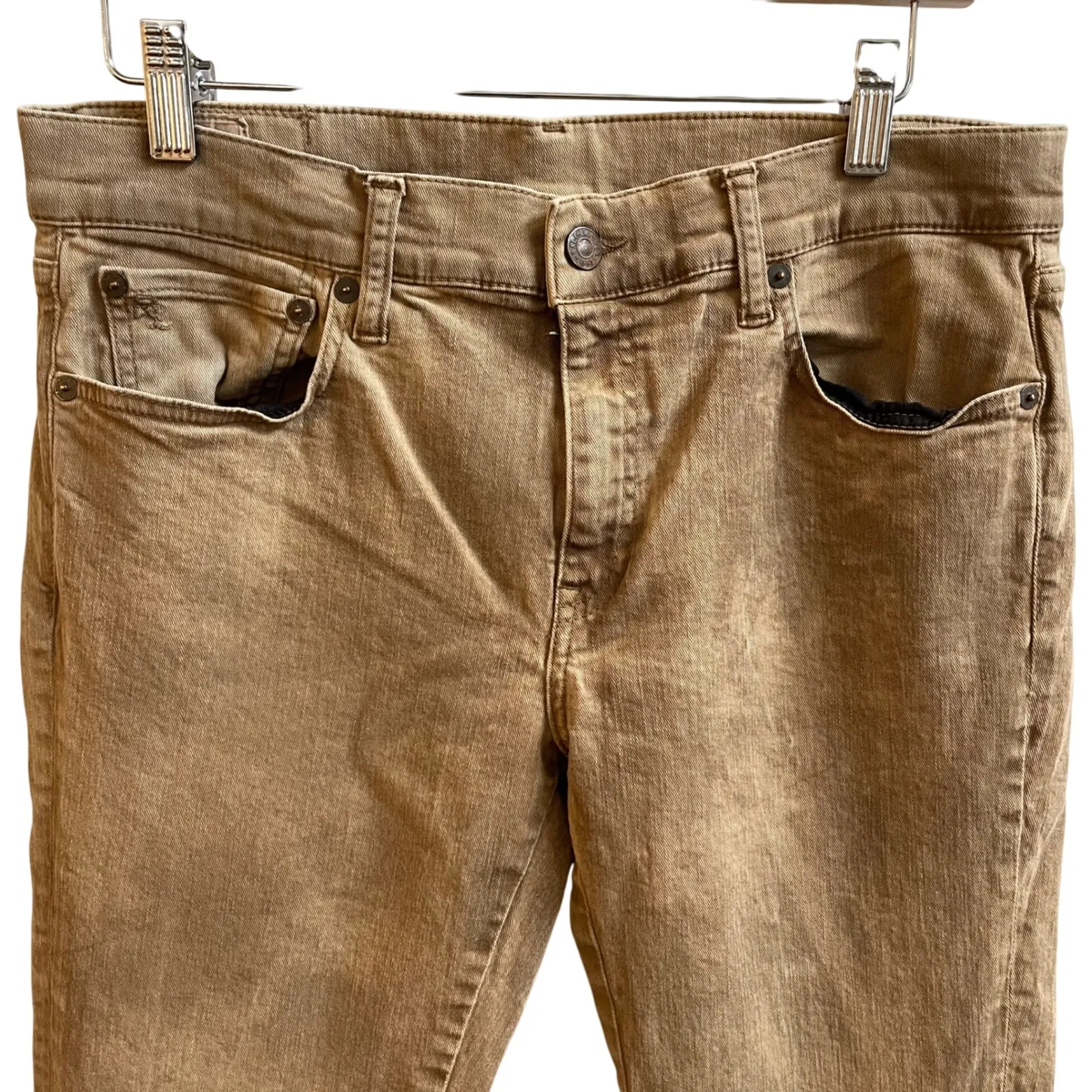 Polo Ralph Lauren‎ Tompkins Skinny Jeans Tan Lace Up Ankle Women Size 29/8 - Image 2