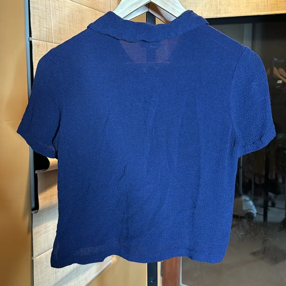 Eileen Fisher Petite Navy Blue Button Down Top Size Petite Small - Image 6