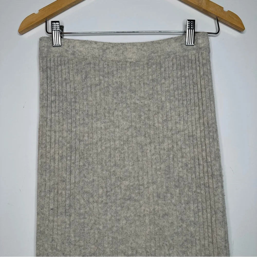 8 by YOOX Grey Wool Ribbed Midi Skirt Size XS Gray - Image 6