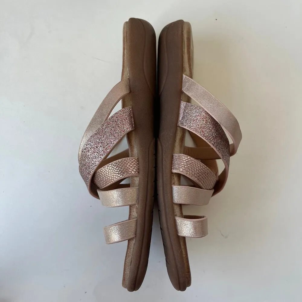 PATRIZIA Adeltt Glitter Sandals Womens Shoes Sz 6.5 Rose Gold Toe Ring Comfort - Image 4