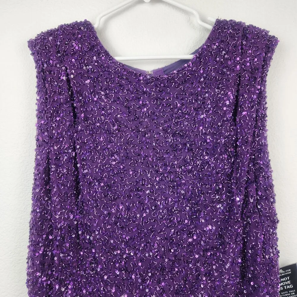 Retrofête Retrofete Berline Sequin Mini Dress Purple Size XL Open Back NWT - Image 4