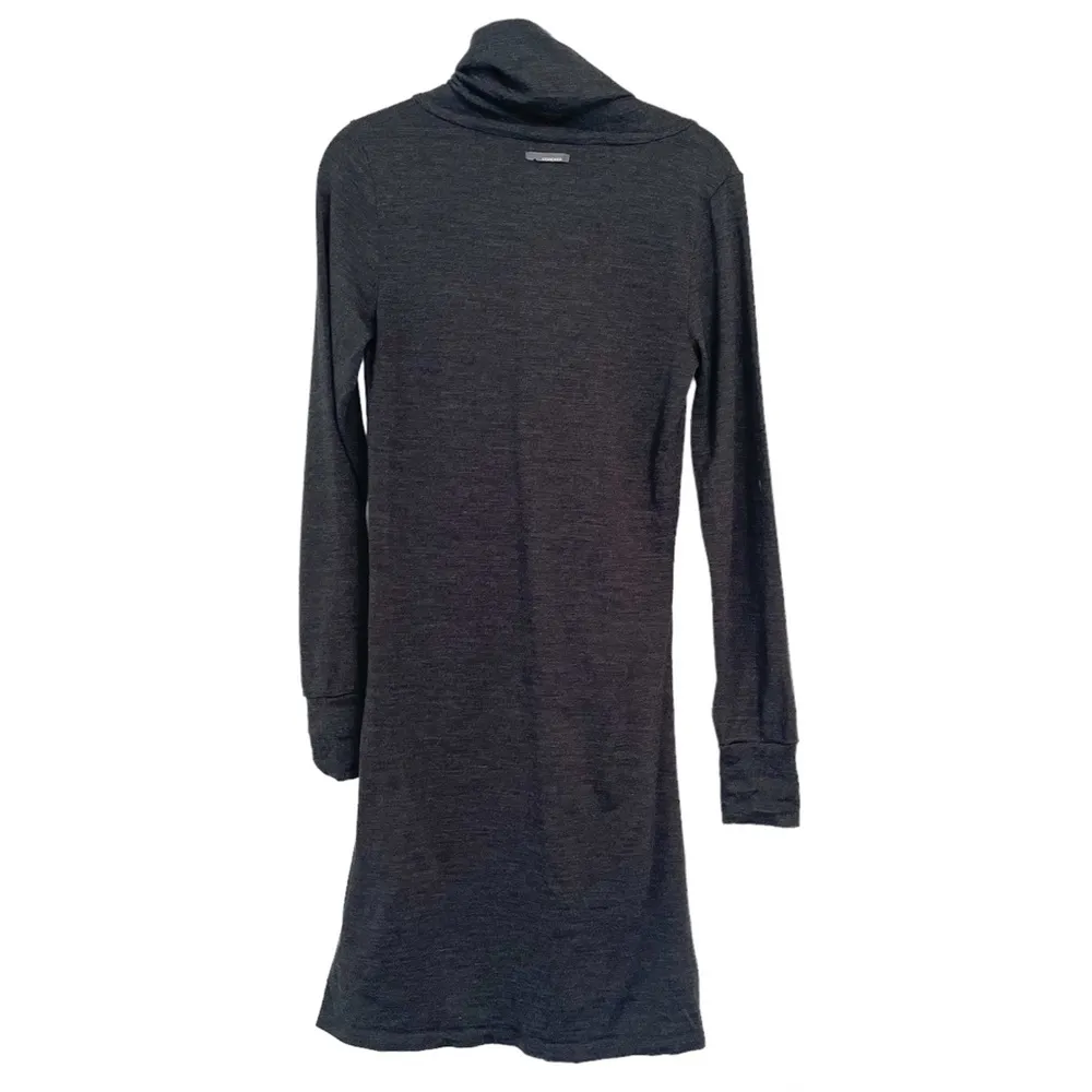 Icebreaker Merino Wool Ariana Dress Sz Small Grey Button Mock Neck Gray - Image 4