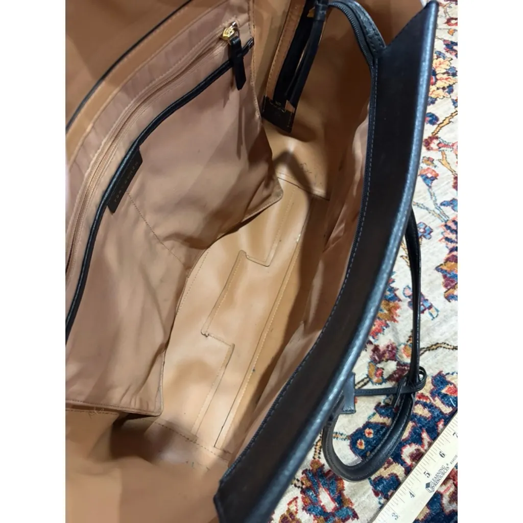 Tory Burch Black Leather Large Tote Shoulder Bag Work Travel Satchel Women’s - Image 10