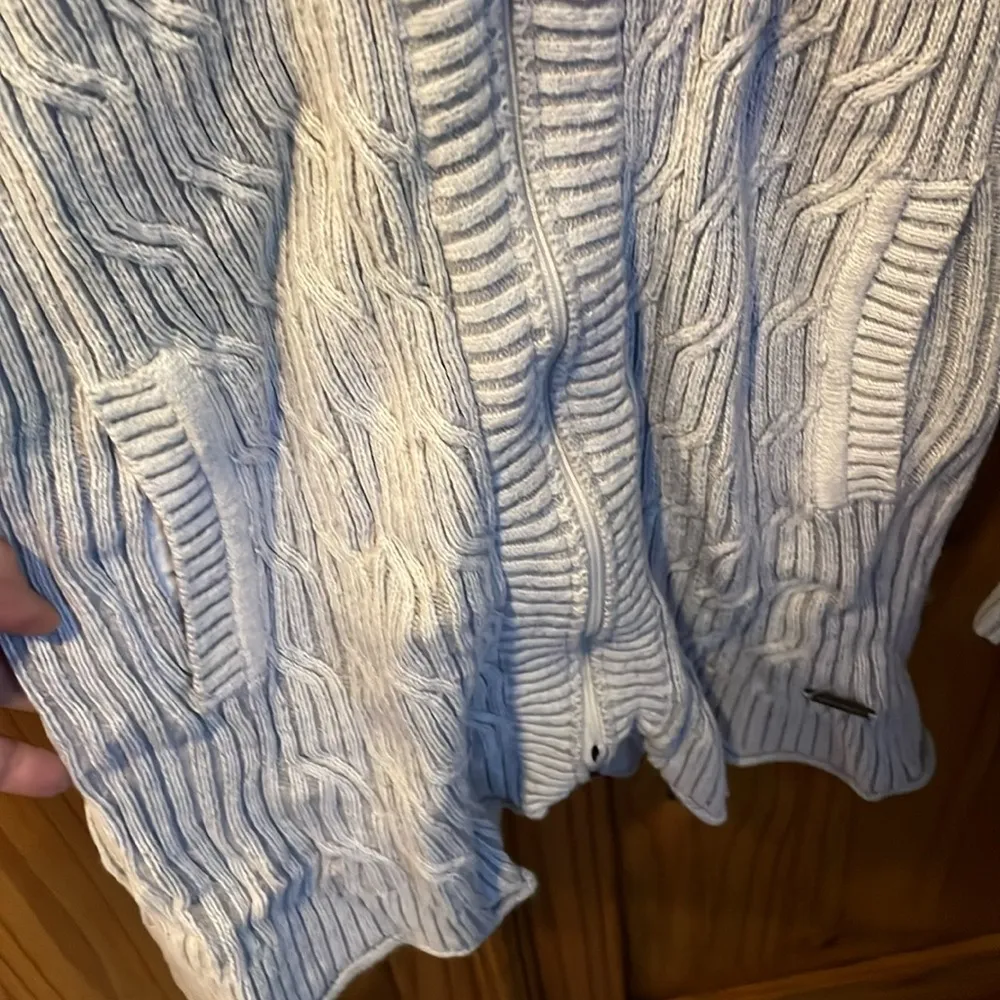 EDDIE BAUER Long Gray Sweater Jacket with Removable Hood Size Small - Image 3