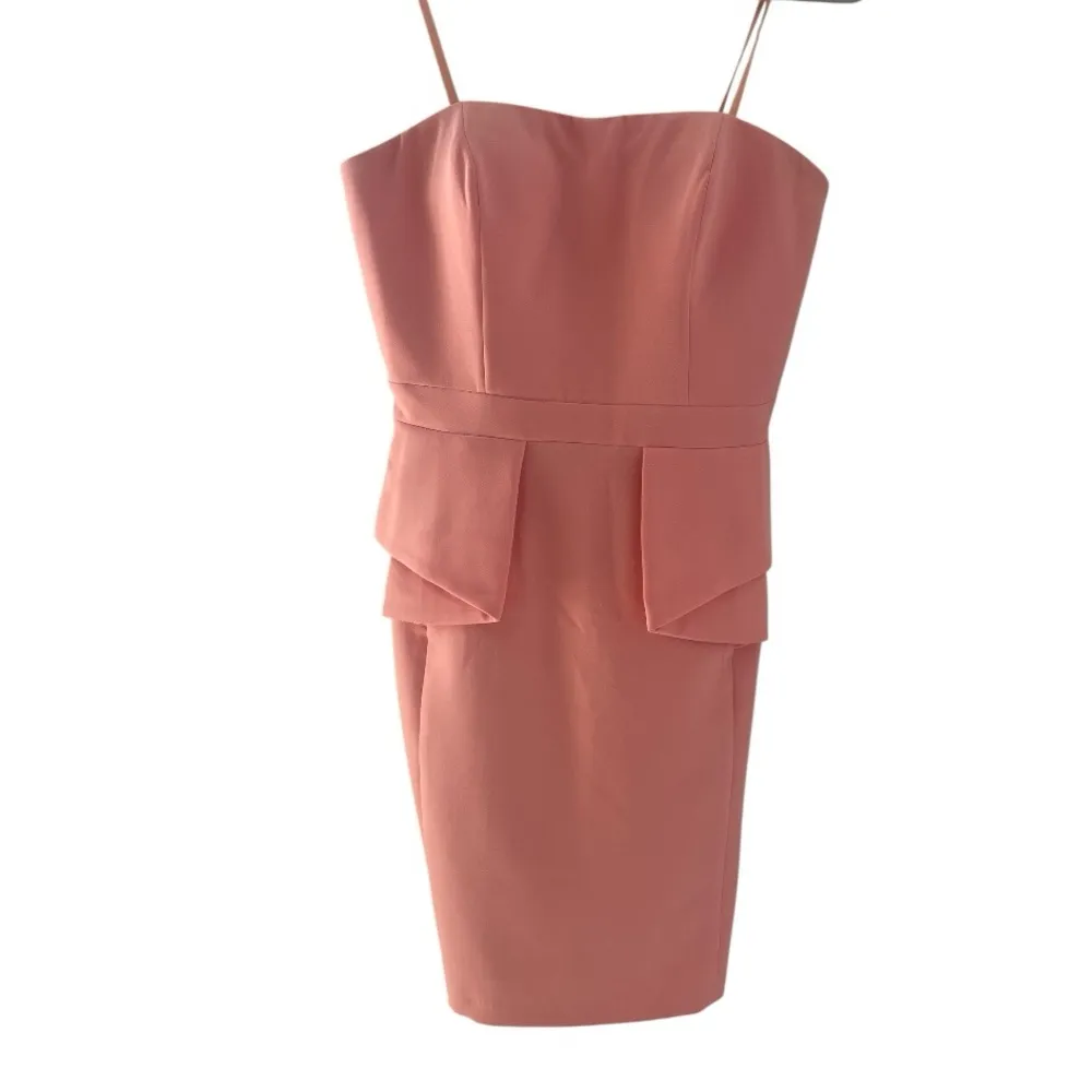 Aidan Mattox Strapless Pink Coral Peplum Cocktail Mini Dress size 4 - Image 3