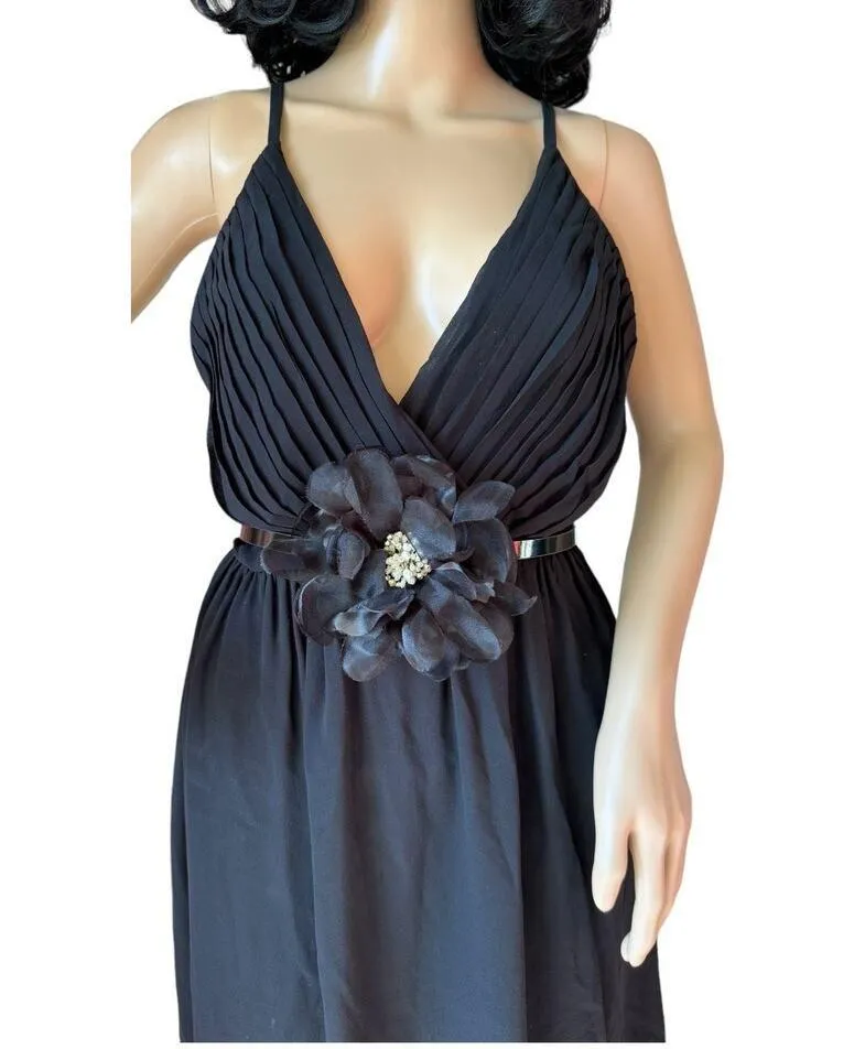 NWT White House Black Market Belt Flower Black Women's XS Leather 31.5” Long - Image 2