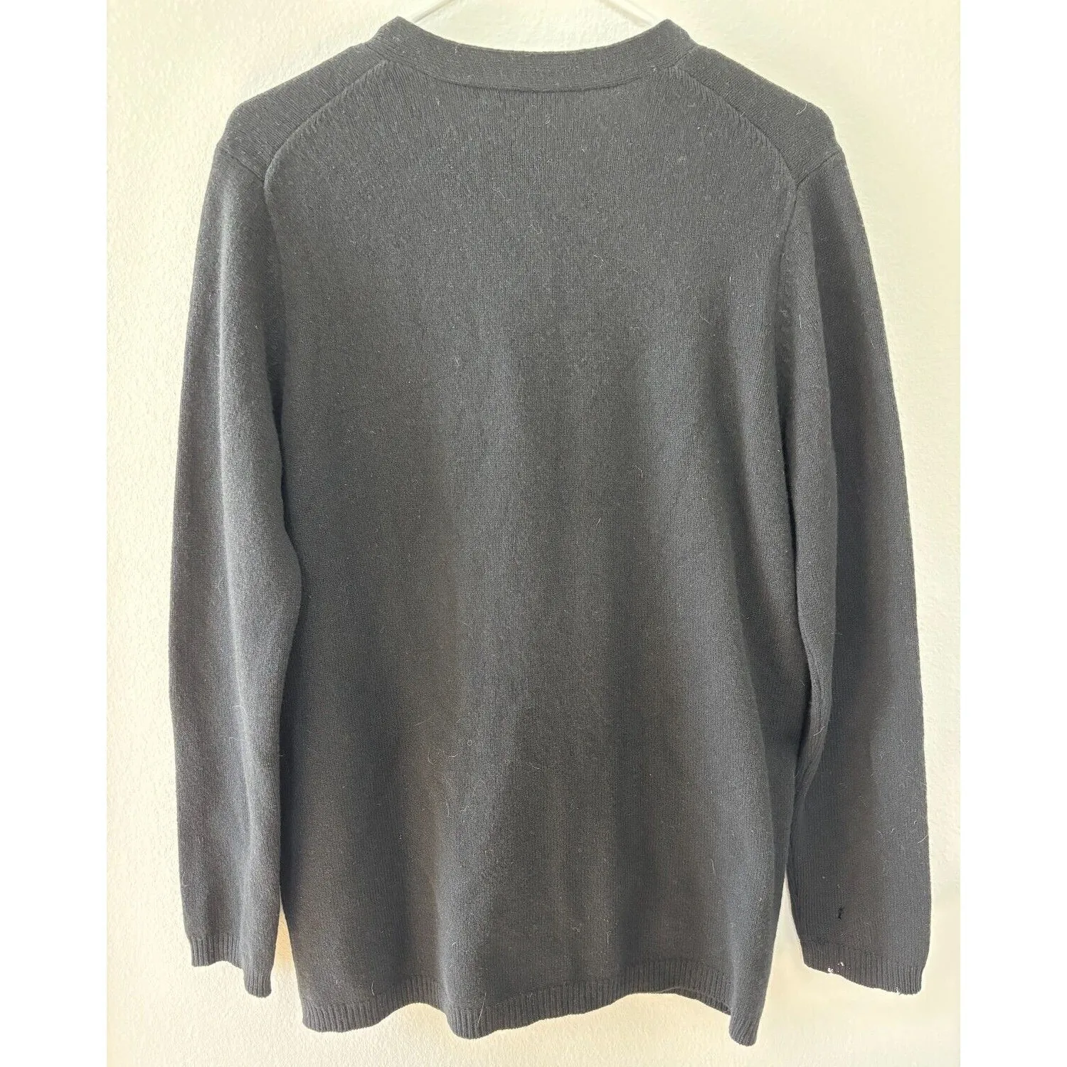 Saks Fifth Avenue Cardigan Womens Large Black Cashmere Wool Preppy Career Casual - Image 2