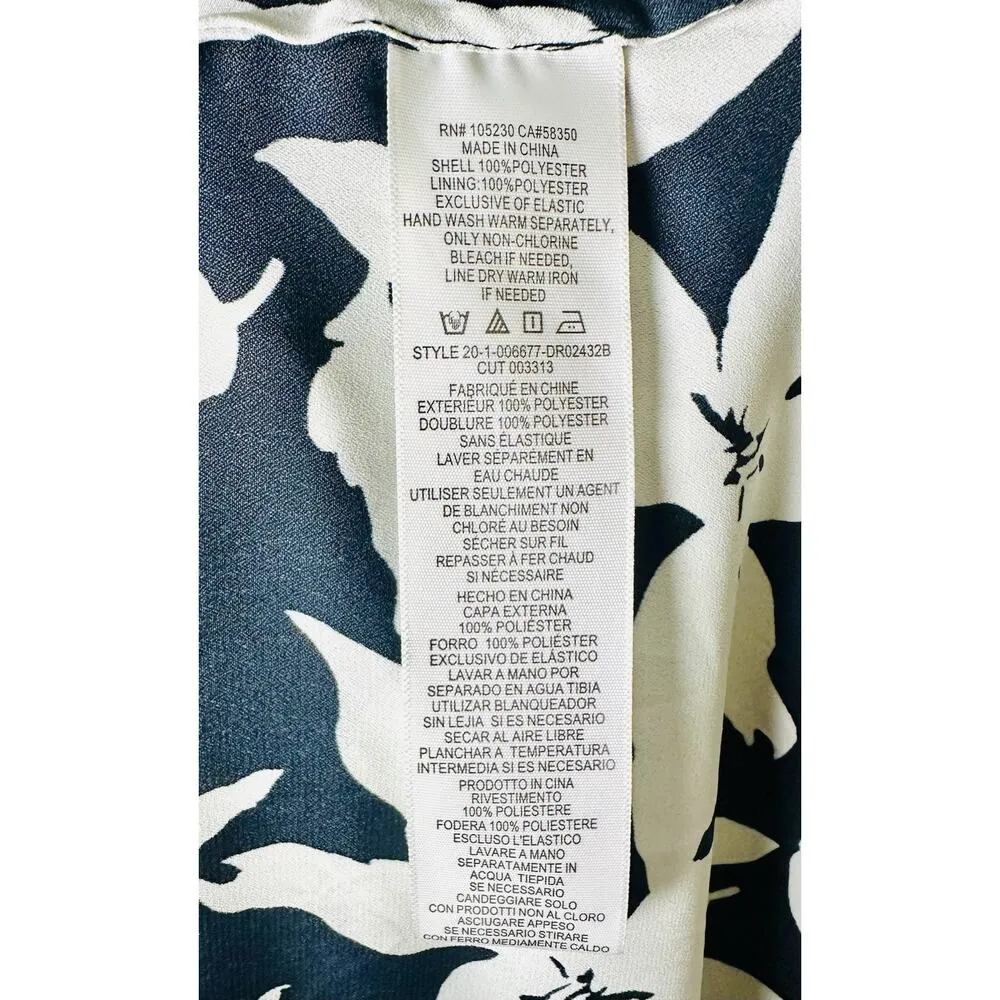 Joie Yashi B Crepe Smocked Waist Dress Size M Sleeveless Midi Floral Blue Beach - Image 4