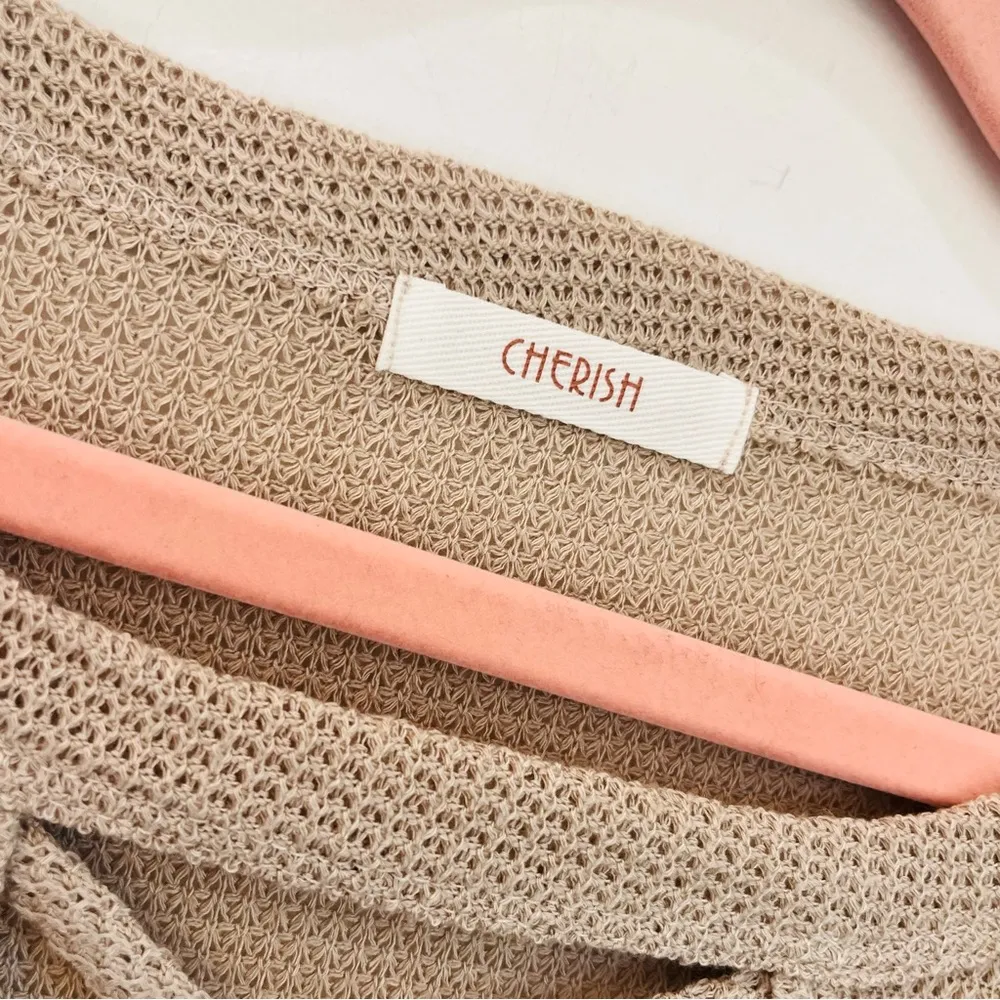 Boutique Cherish waffle knit tunic blouse size Medium tan oat - Image 41