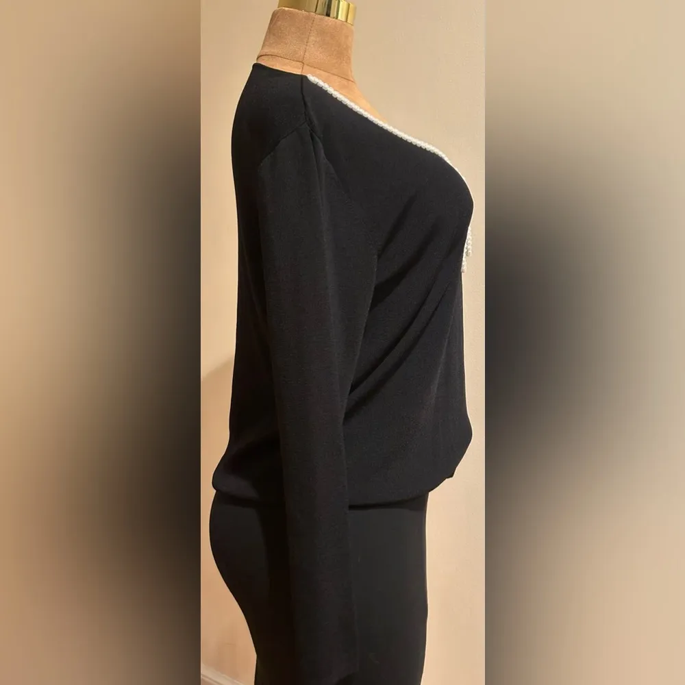 Patchington Burt Waters. Black & V Neck Pearl Knot jewels Long Sleeves NWT Sz XL - Image 5