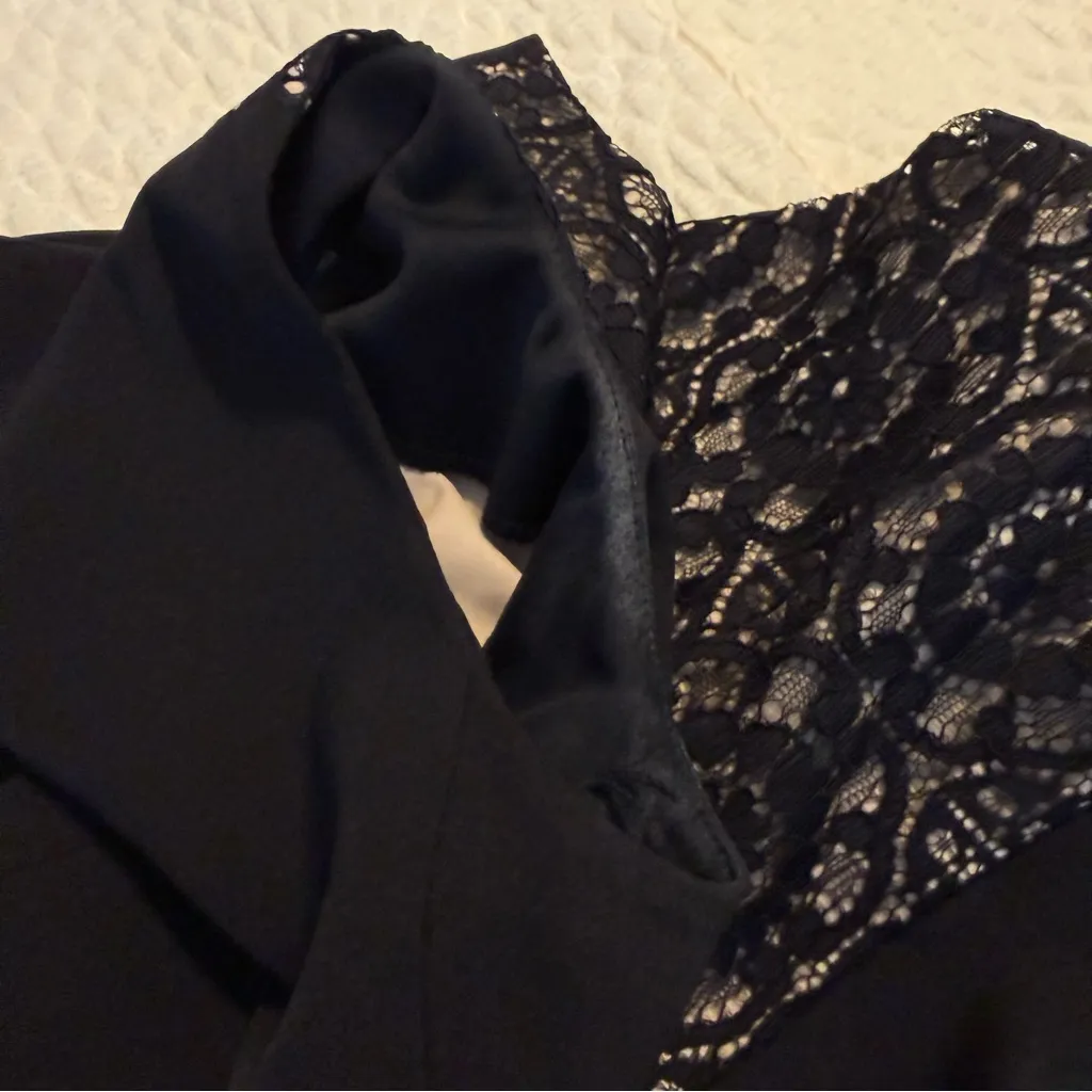 London Style Black Lace Panel Midi Sheath Dress Women’s Sz 12 Sleeveless Pencil - Image 14