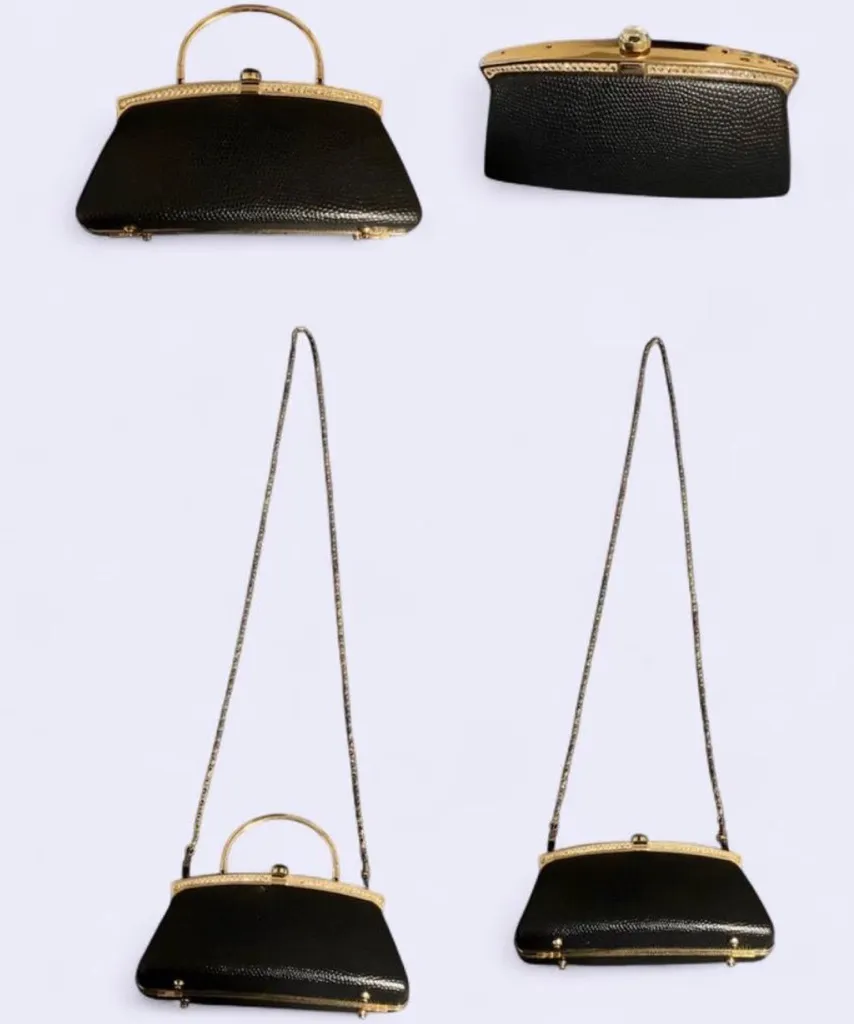 VTG Clutch Purse Rhinestones Gold - Image 2