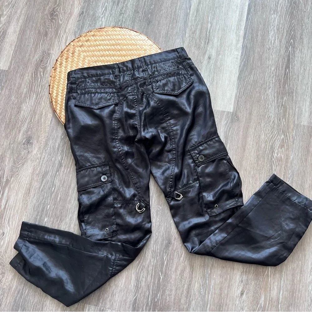 Alexander McQueen‎ black satin button low rise pants - Image 6