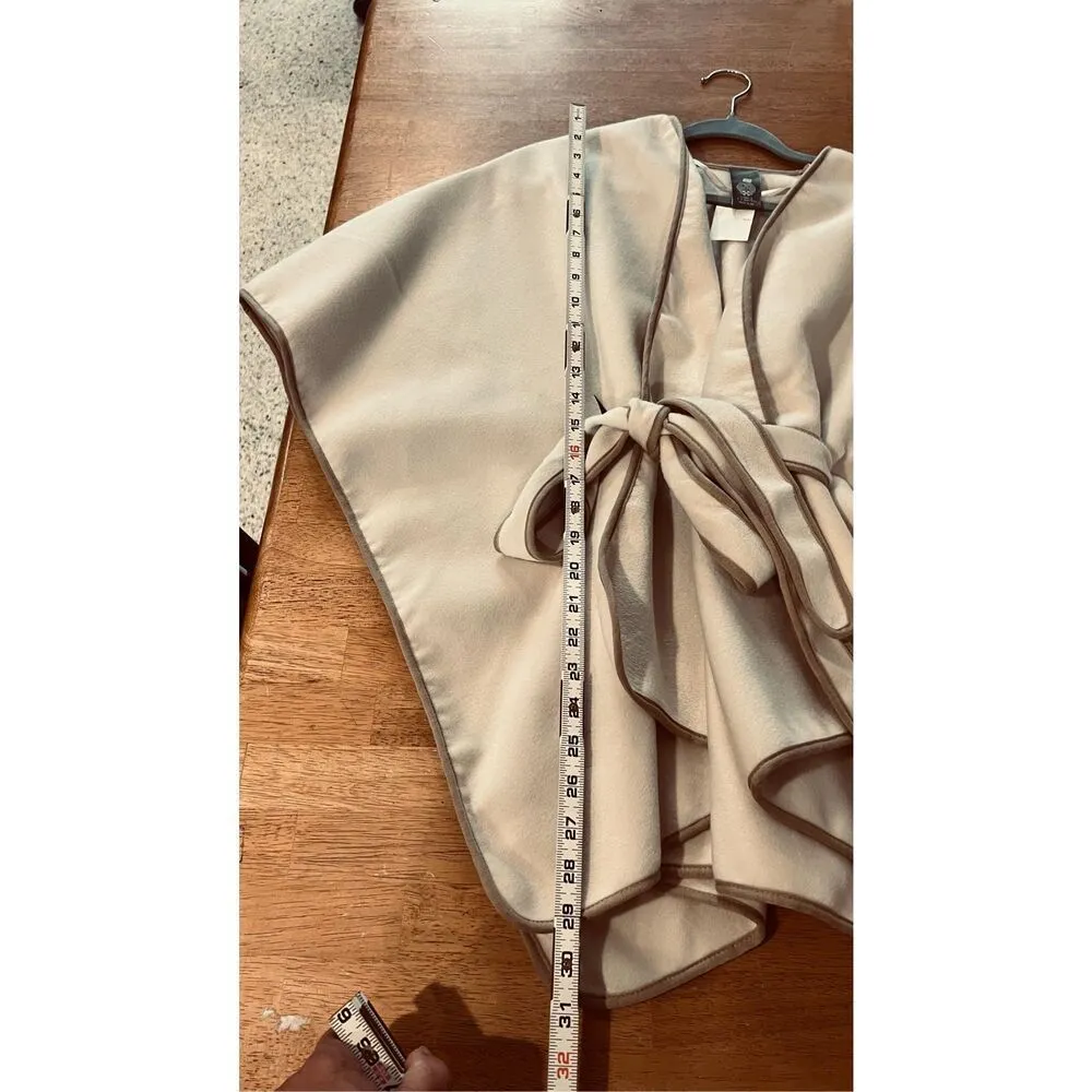 Vince Camuto  Cream Felt Belted Ruana Poncho Cape OS One Size - Image 10