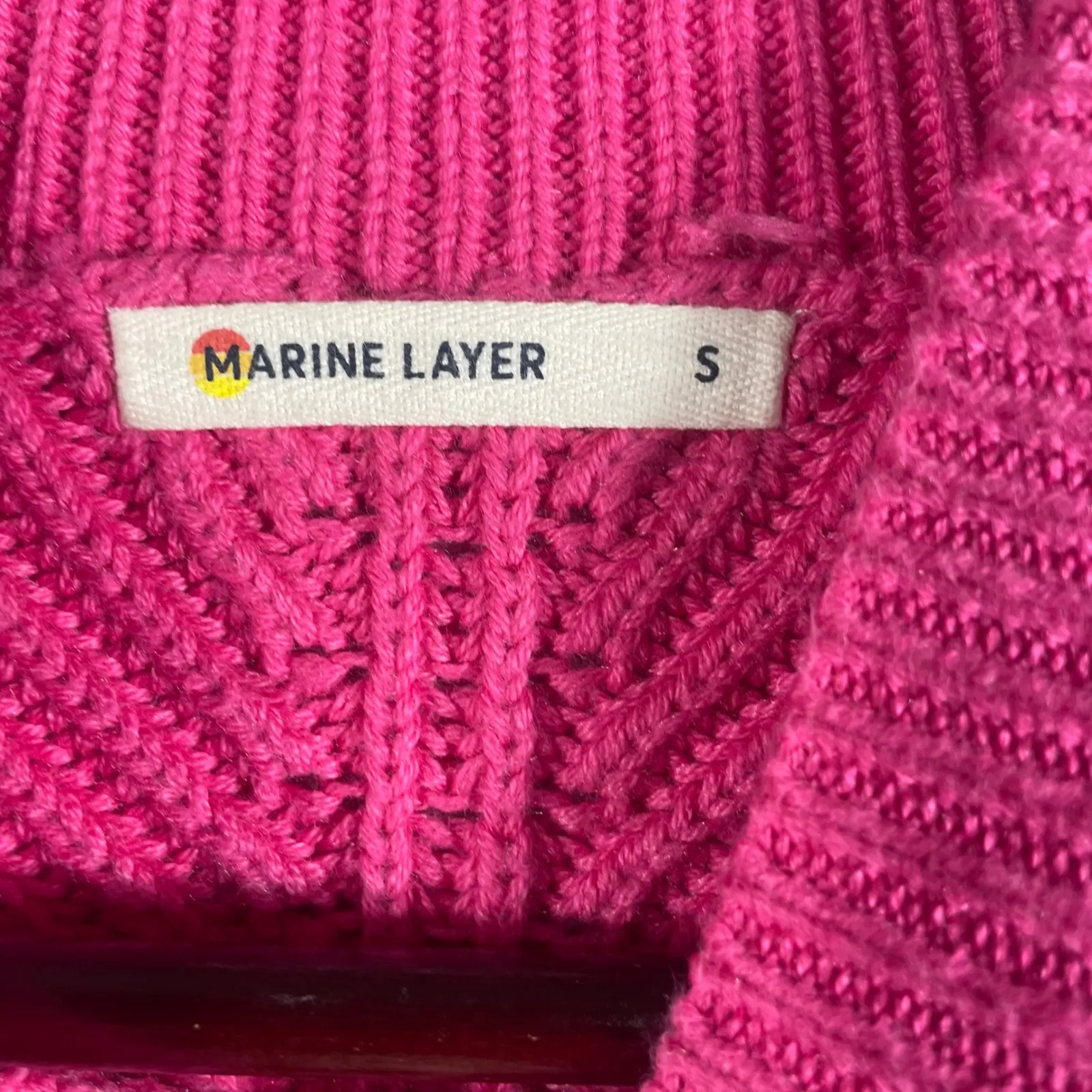 Marine‎ Layer Pink Ribbed Mock Neck Sweater Women's Size S Cotton Wool Blend - Image 8