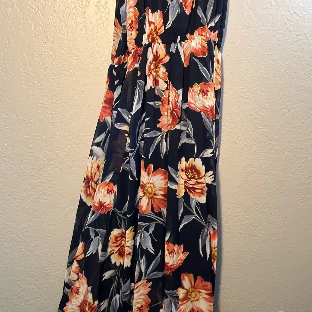 Blue and Red Floral Halter Sundress for Wedding Guest SZ 6 Dress Tank Top - Image 8