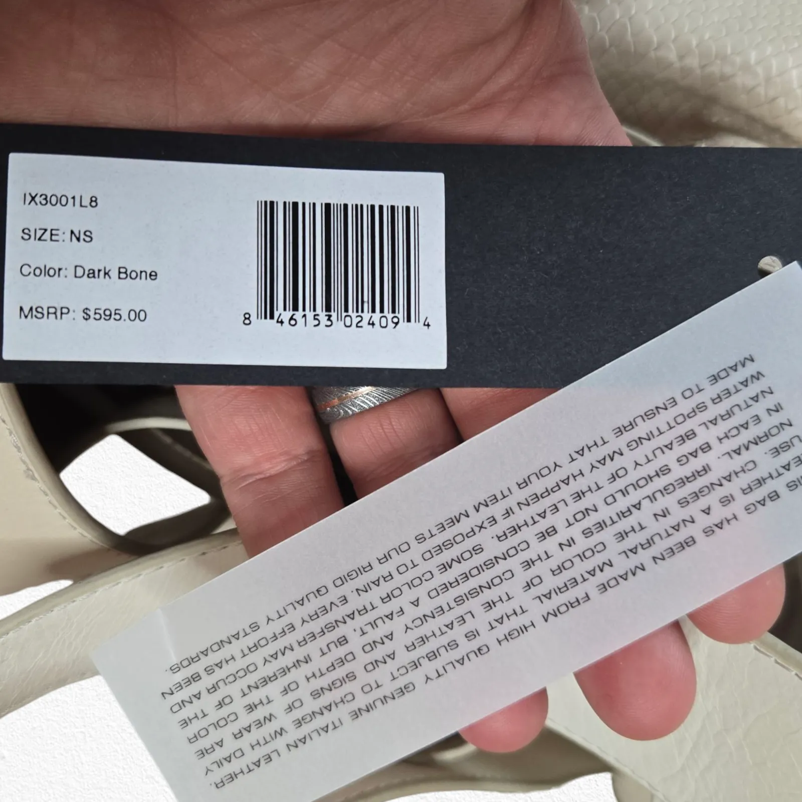 Halston Heritage Snakeskin Leather Drawstring Shoulder Bag Ivory Designer Purse - Image 10